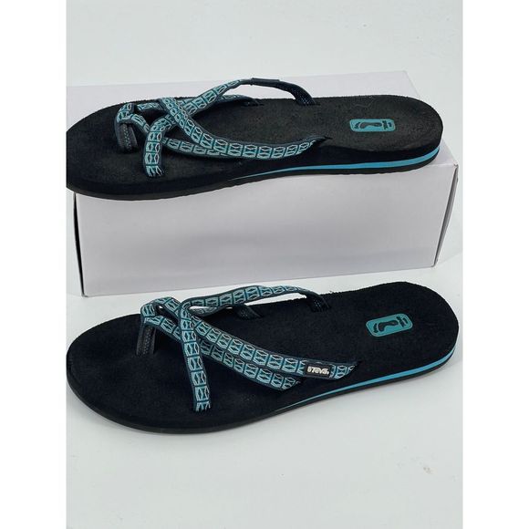 Tevas‎ Sandals Strappy Blue Black Women's Size 11 - Picture 1 of 11